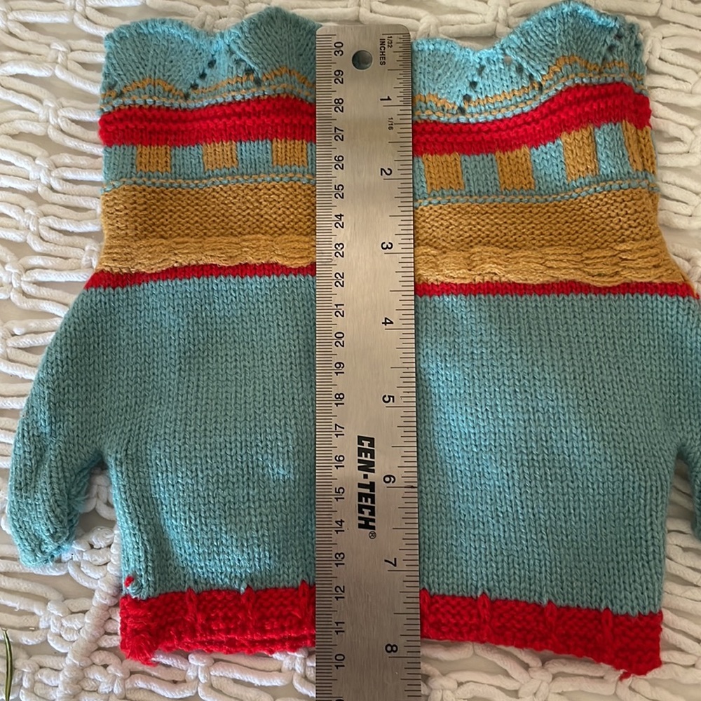 Boho Knit Fingerless Gloves w/ Floral Embroidery – Teal Multi Color - Picture 8 of 8